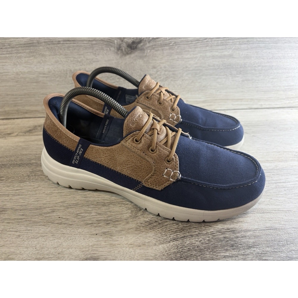 Skechers Slip-ins Mark Nason M-Casual Navy Tan Boat Shoes 136536 Womens 10